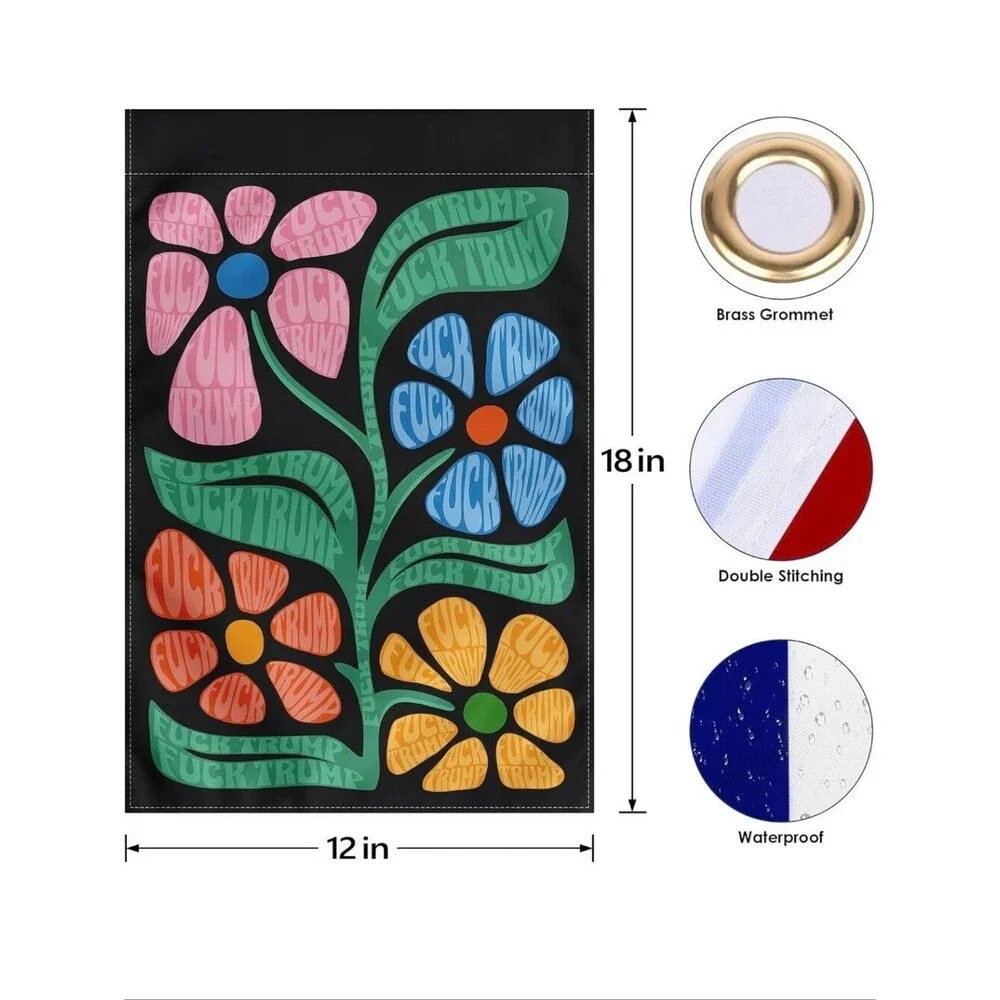 Resist Garden Flag 12x18 Inches - Double sided floral design subtle
